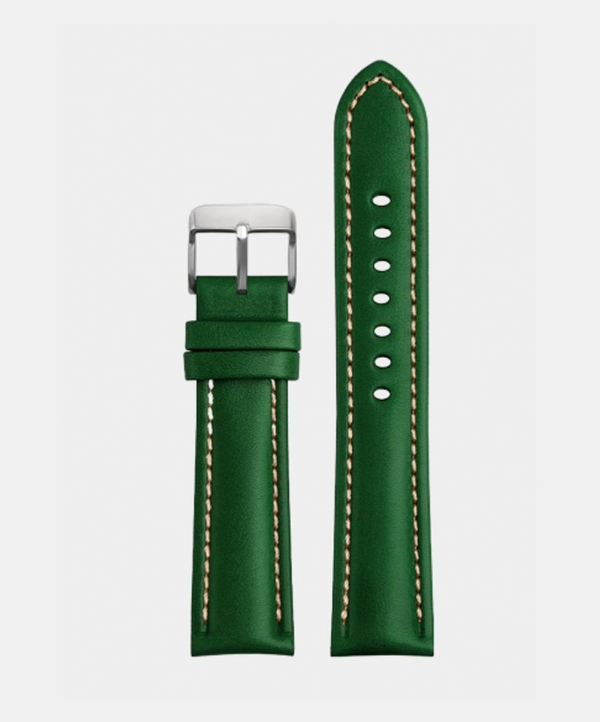 Bracelet de montre en cuir piqué - Vert